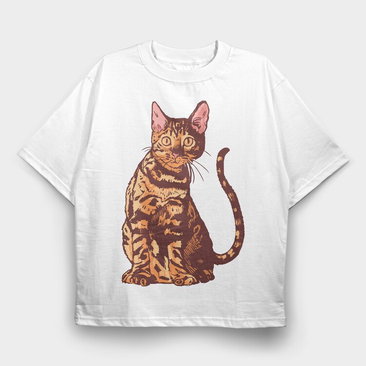 Bengal Cat Realistic, Tricou Oversize Barbati (Unisex)