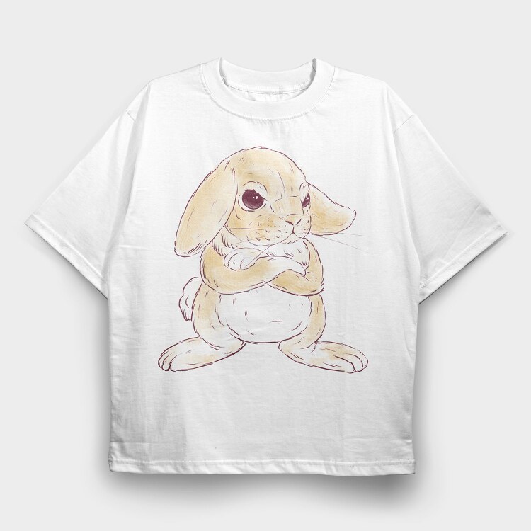 Cute Angry Bunny, Tricou Oversize Barbati (Unisex)