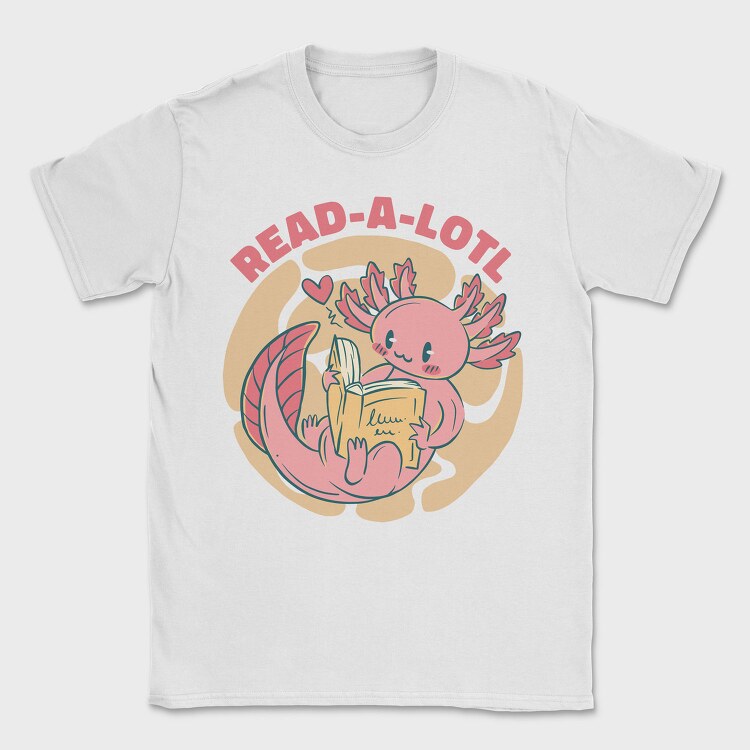 Cute Axolotl Reading Book, Tricou Barbati (Unisex)