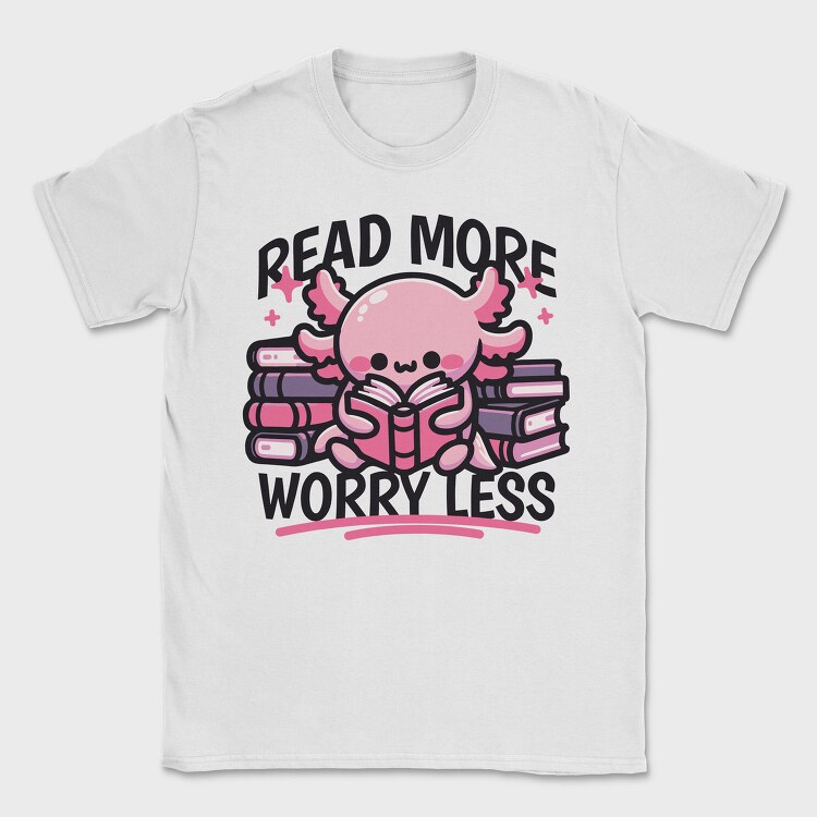 Cute Axolotl Reading, Tricou Barbati (Unisex)
