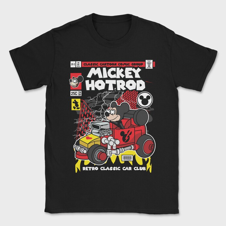 Mickey Hot Rod, Tricou Barbati (Unisex)