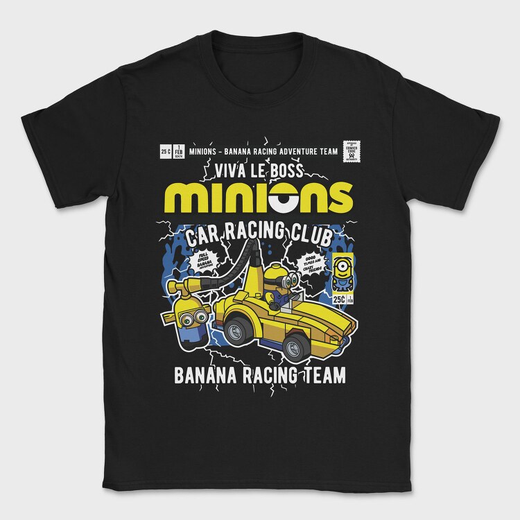 Minions Banana Racing Car, Tricou Barbati (Unisex)