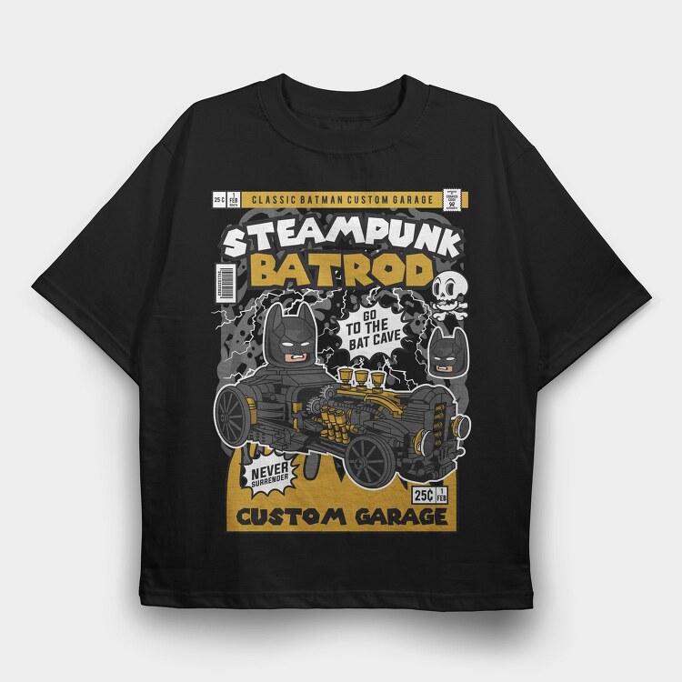 Steampunk Bat Rod, Tricou Oversize Barbati (Unisex)