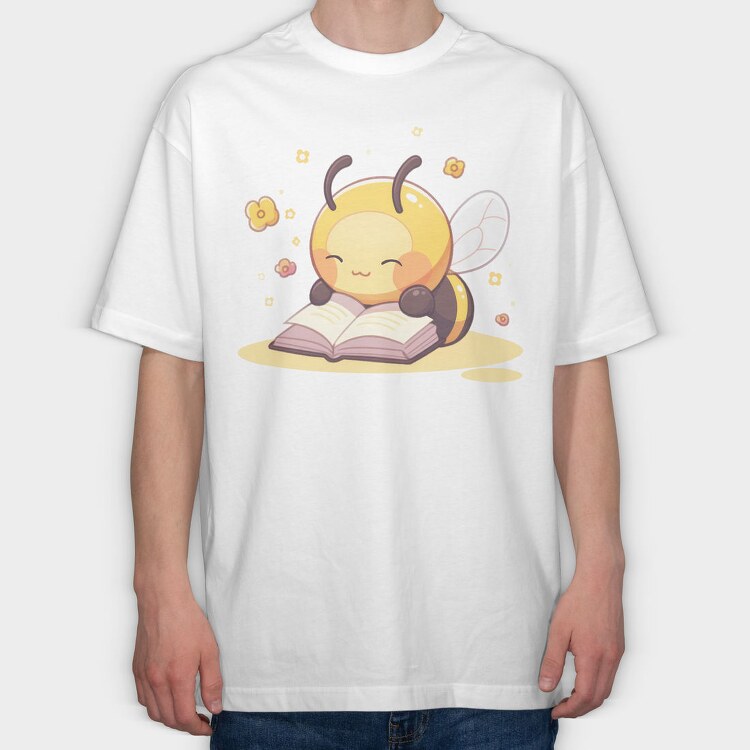 Bee Reading Cute, Tricou Oversize Barbati (Unisex)