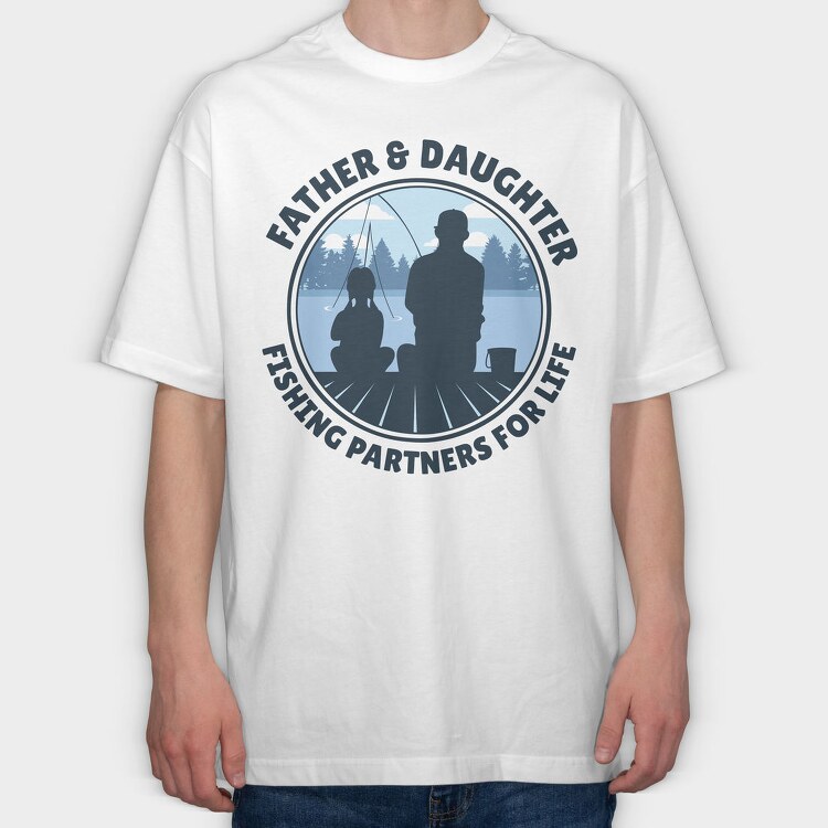 Father And Daughter Fishing, Tricou Oversize Barbati (Unisex)