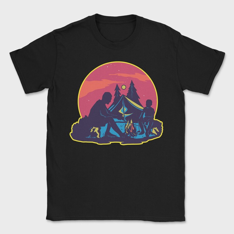 Dad And Son Night Camping, Tricou Barbati (Unisex)