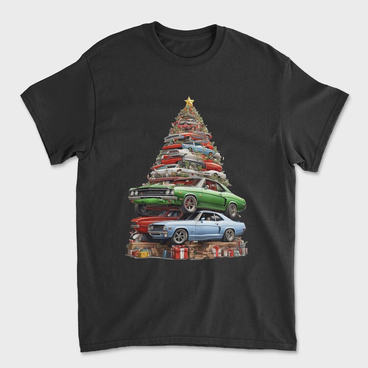 Christmas Tree Muscle Madness Cars, Tricou Barbati (Unisex)