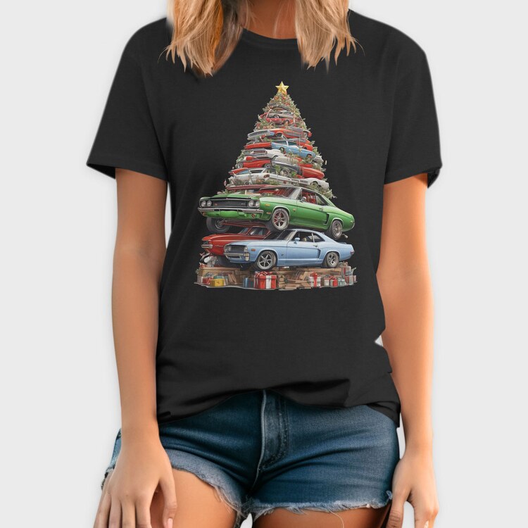 Christmas Tree Muscle Madness Cars, Tricou Barbati (Unisex)