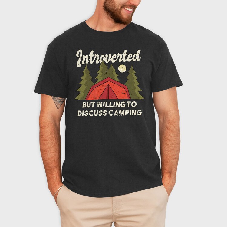 Introvert Camping, Tricou Barbati (Unisex)