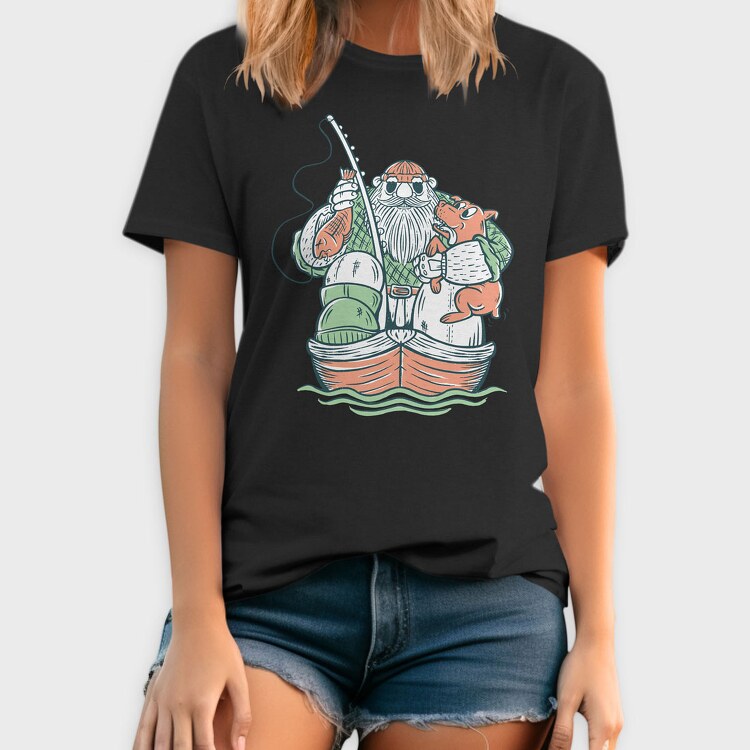 Fisherman and Dog, Tricou Barbati (Unisex)