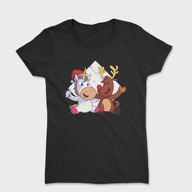 Unicorn Deer Christmas, Tricou Femei