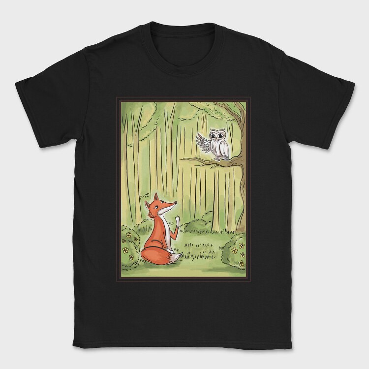 Cute Fox And Owl, Tricou Barbati (Unisex)