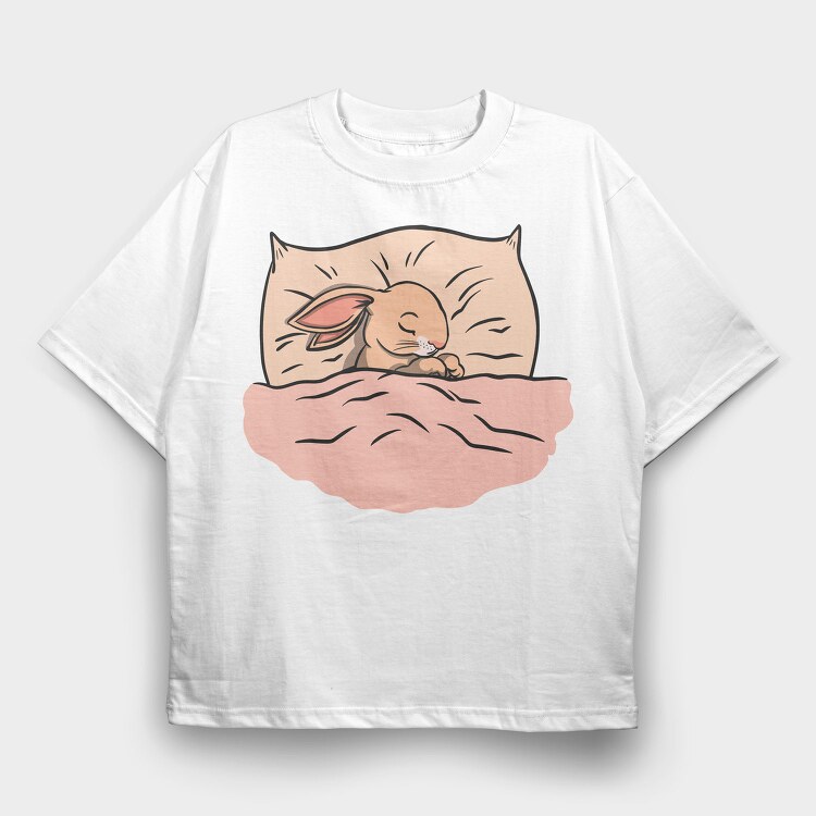 Bunny Sleeping, Tricou Oversize Barbati (Unisex)
