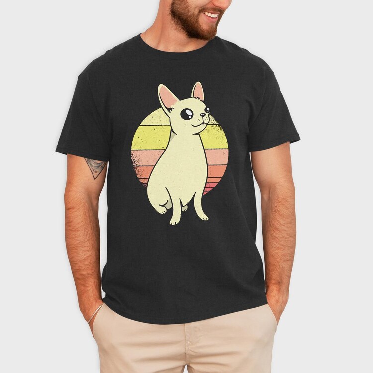 Chihuahua Retro Sunset, Tricou Barbati (Unisex)