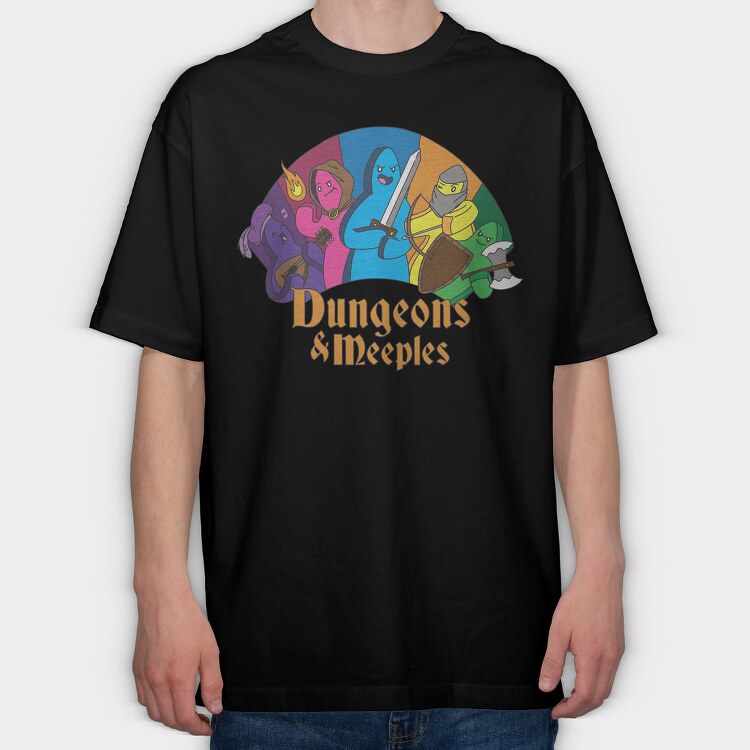 Dungeons Meeples, Tricou Oversize Barbati (Unisex)
