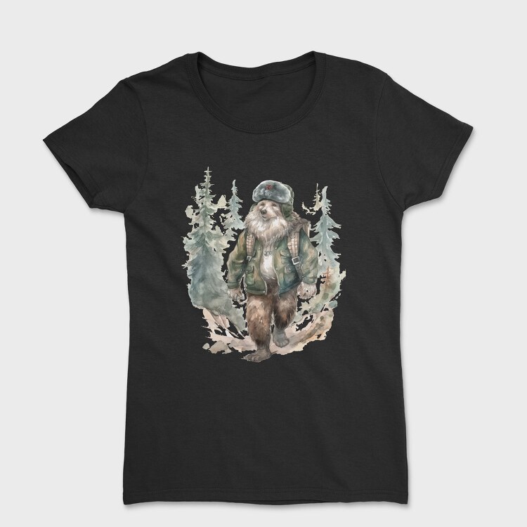 Bear Walking In The Woods Watercolor Forest, Tricou Femei