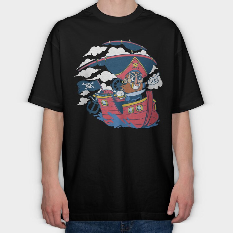 Pirate Cartoon, Tricou Oversize Barbati (Unisex)