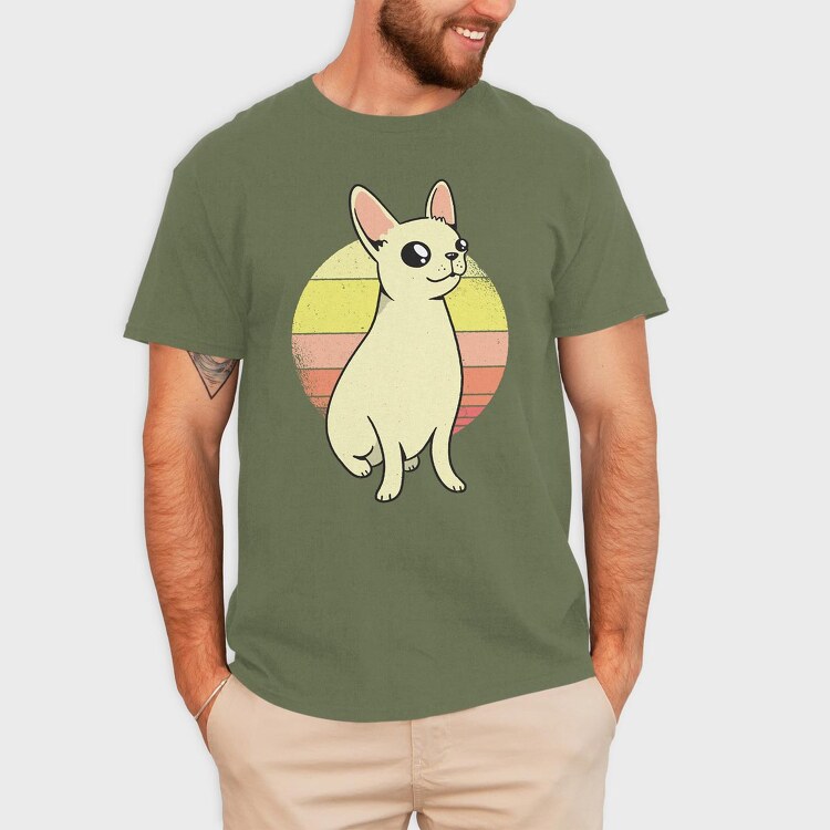 Chihuahua Retro Sunset, Tricou Barbati (Unisex)