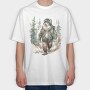 Bear Walking In The Woods Watercolor Forest, Tricou Oversize Barbati (Unisex)