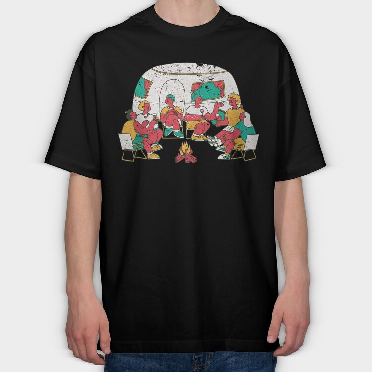 Camping People, Tricou Oversize Barbati (Unisex)