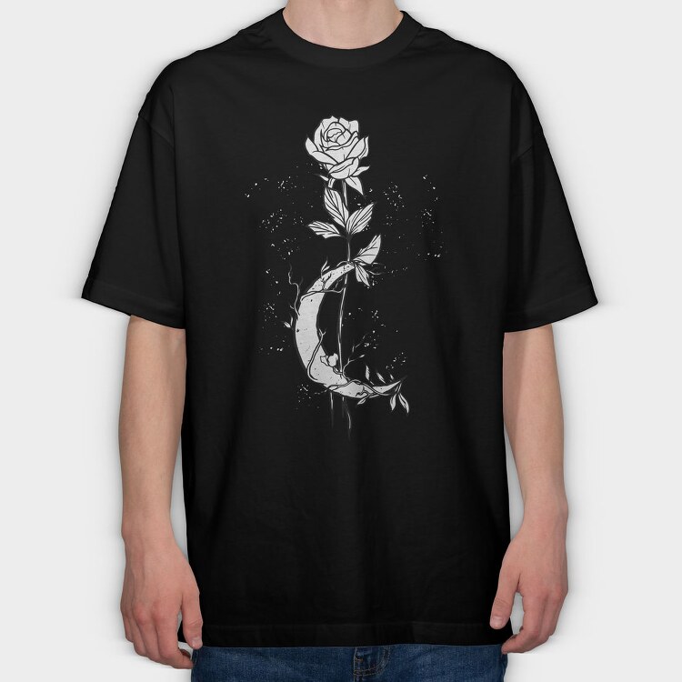 Moon Rose, Tricou Oversize Barbati (Unisex)