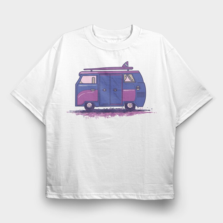 Camper Van Purple, Tricou Oversize Barbati (Unisex)