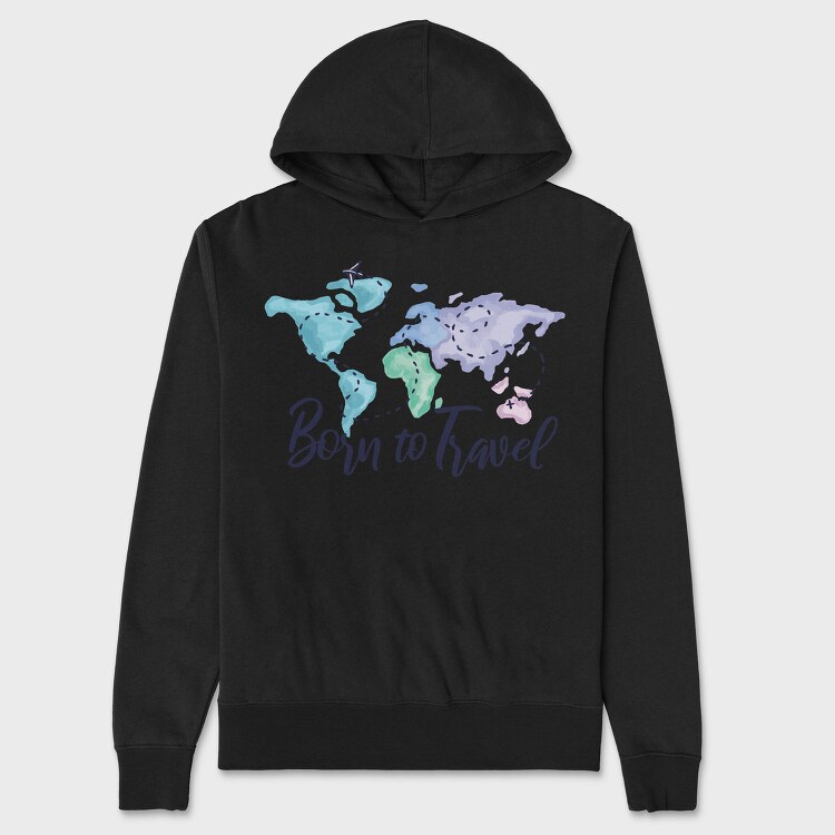 Born To Travel, Hanorac Oversize Barbati (Unisex)