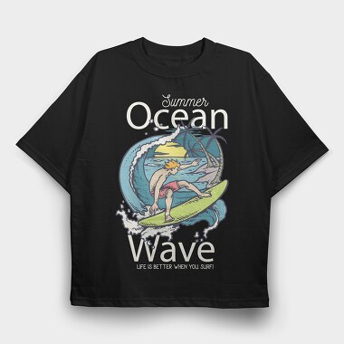 Beach Surfing, Tricou Oversize Barbati (Unisex)