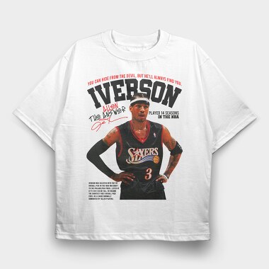 Allen Iverson Philadelphia 76Ers, Tricou Oversize Barbati (Unisex)