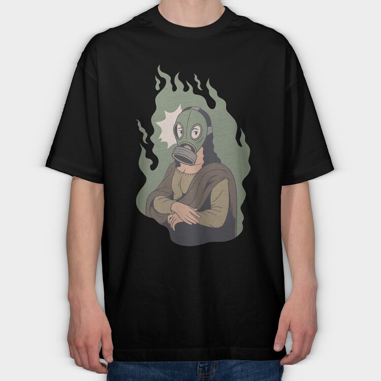 Mona Lisa Mask, Tricou Oversize Barbati (Unisex)