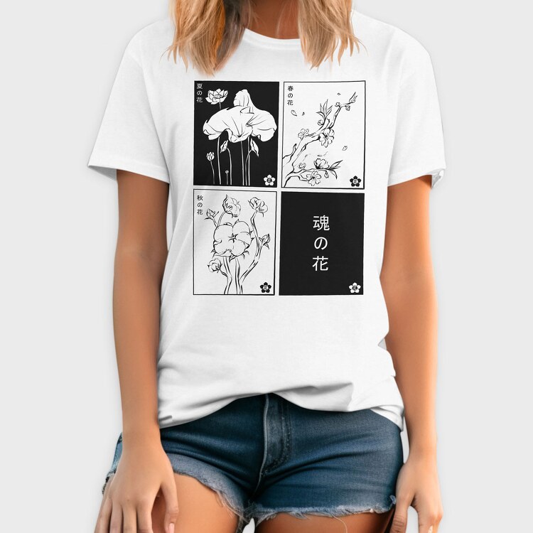 Japanese Flowers, Tricou Barbati (Unisex)