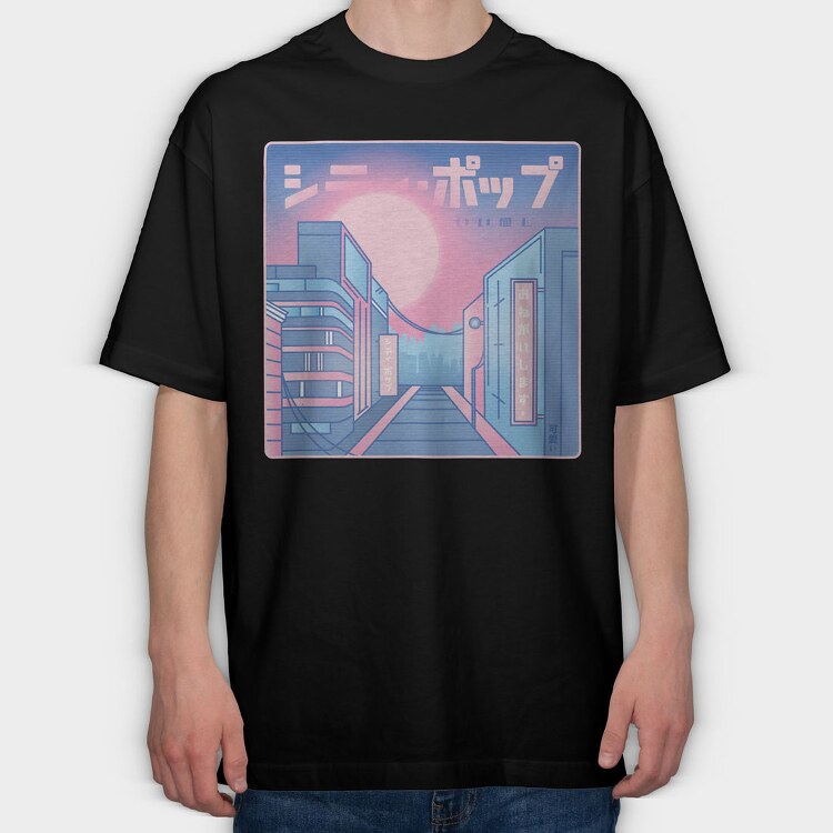 City Vaporwave, Tricou Oversize Barbati (Unisex)
