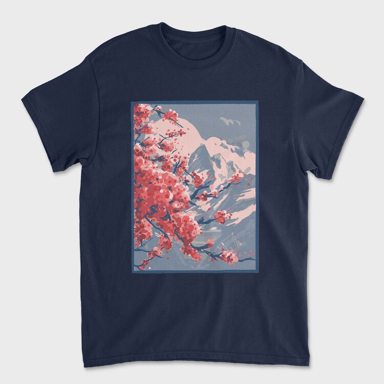 Sakura Mountains Paint, Tricou Barbati (Unisex)