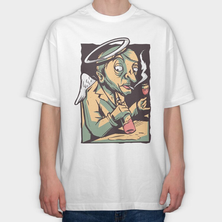 Angel Drink Wine, Tricou Oversize Barbati (Unisex)