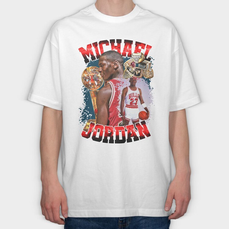 Michael Jordan Bulls, Tricou Oversize Barbati (Unisex)