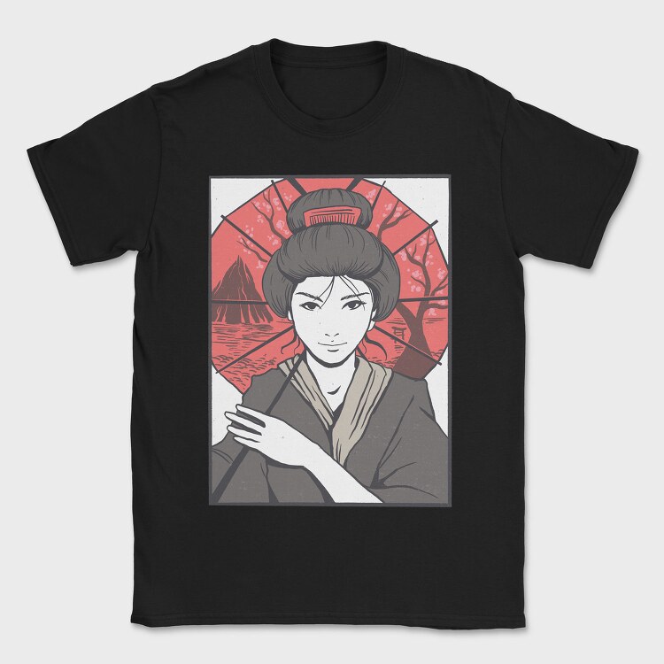 Geisha Umbrella, Tricou Barbati (Unisex)