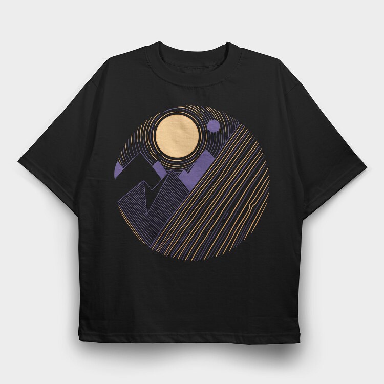 Landscape Sunset Mountain, Tricou Oversize Barbati (Unisex)