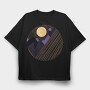 Landscape Sunset Mountain, Tricou Oversize Barbati (Unisex)