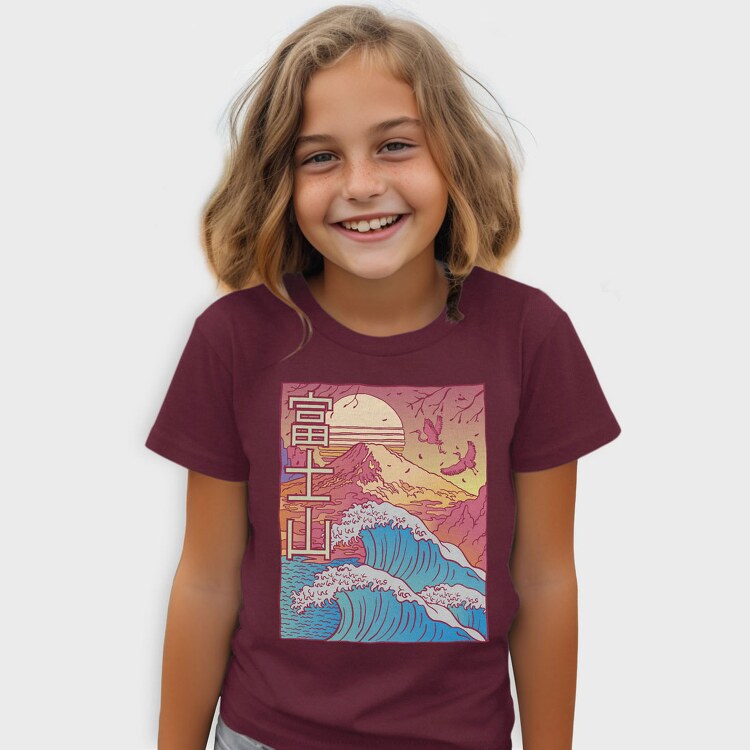 Japanese Vaporwave Big Wave, Tricou Copii