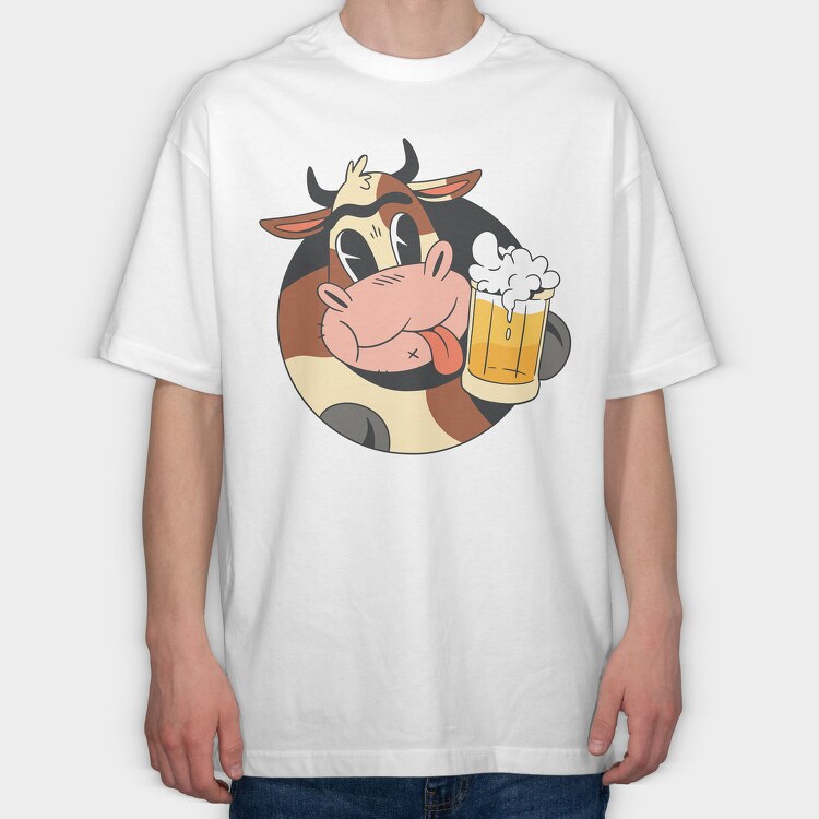 Cow Beer, Tricou Oversize Barbati (Unisex)