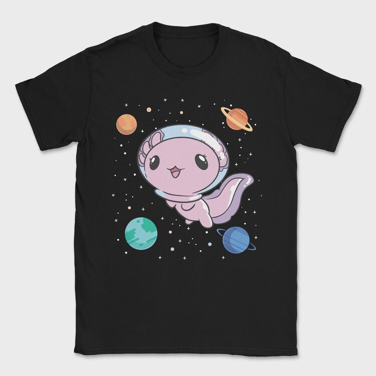 Cute Axolotl Space, Tricou Barbati (Unisex)