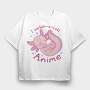 Cute Baby Axolotl Anime I Whatch O Lotl, Tricou Oversize Barbati (Unisex)