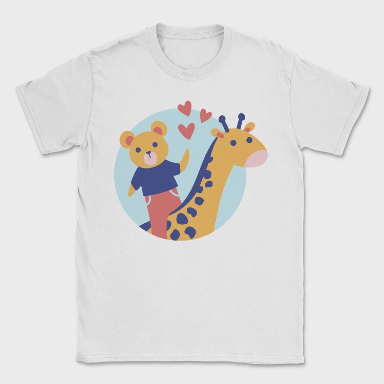 Cute Bear And Giraffe, Tricou Barbati (Unisex)