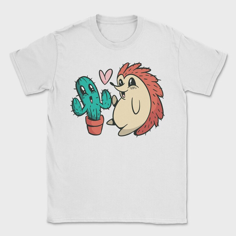 Cute Cactus And Hedgehog, Tricou Barbati (Unisex)