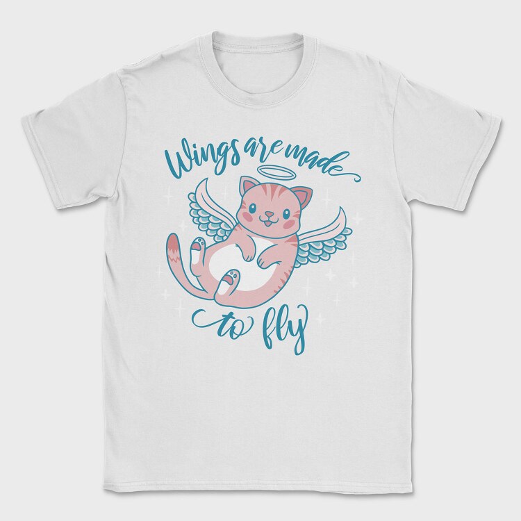 Cute Cat Angel Wings Are Made To Fly Mug, Tricou Barbati (Unisex)