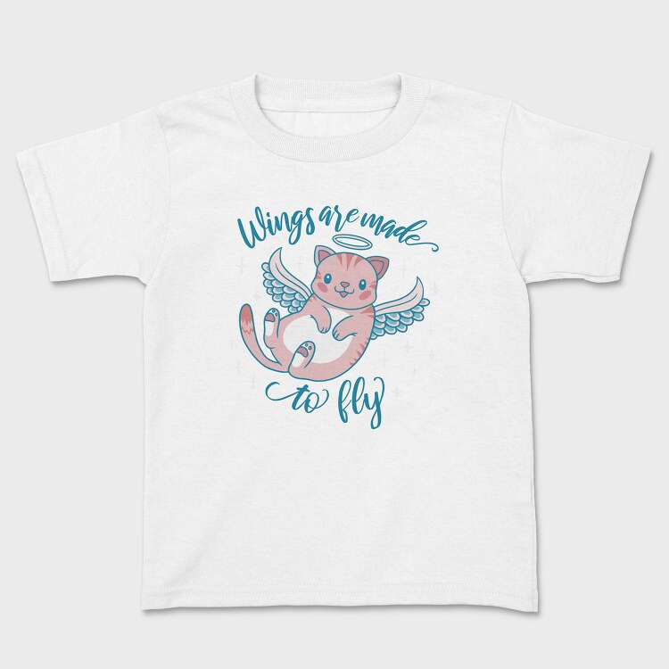 Cute Cat Angel Wings Are Made To Fly Mug, Tricou Copii