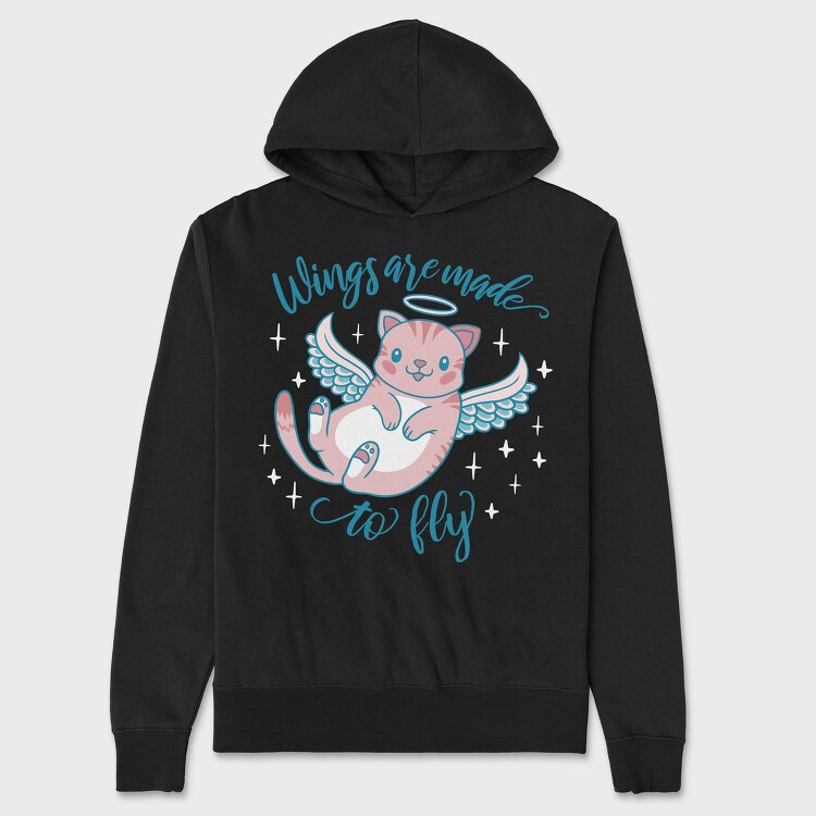 Cute Cat Angel Wings Are Made To Fly Mug, Hanorac Oversize Barbati (Unisex)