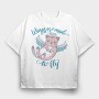 Cute Cat Angel Wings Are Made To Fly Mug, Tricou Oversize Barbati (Unisex)