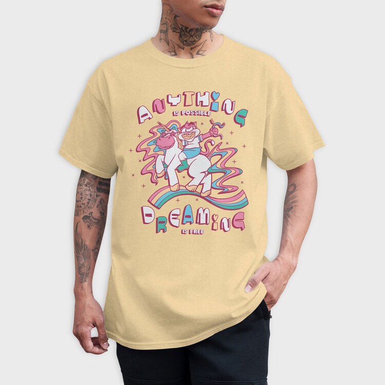 Unicorn and Cat Anything Is Possible, Tricou Barbati (Unisex)