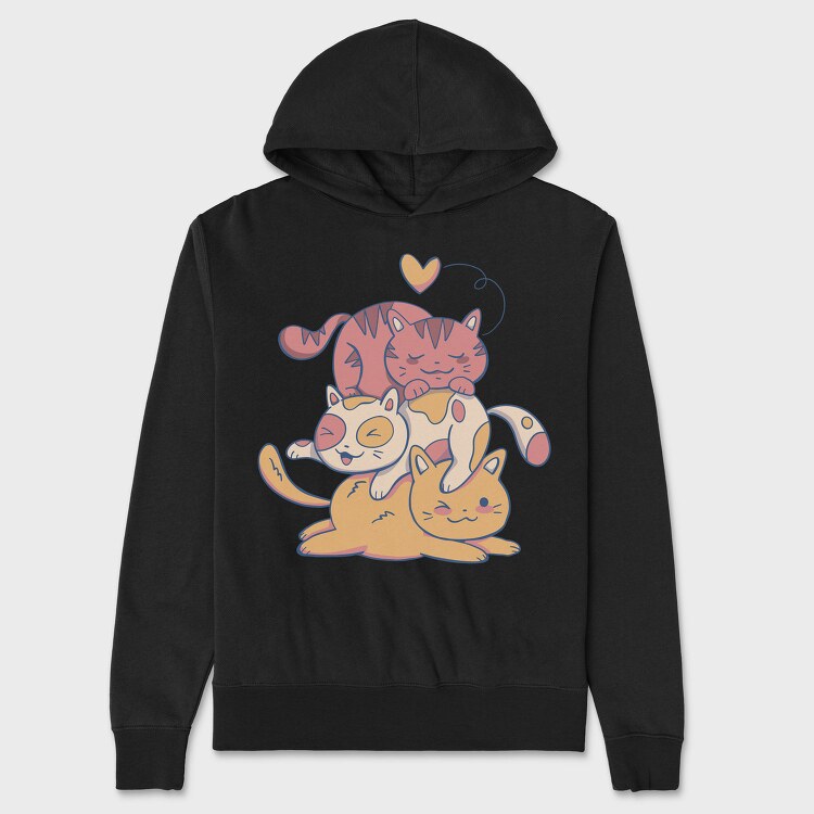 Cute Cat Pile, Hanorac Oversize Barbati (Unisex)
